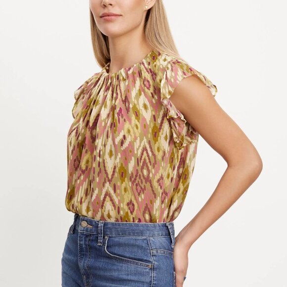 VELVET BY GRAHMA & SPENCER ADARA FLUTTER SLEEVE TOP BLOUSE  SIZE SMALL NWT - Picture 2 of 5